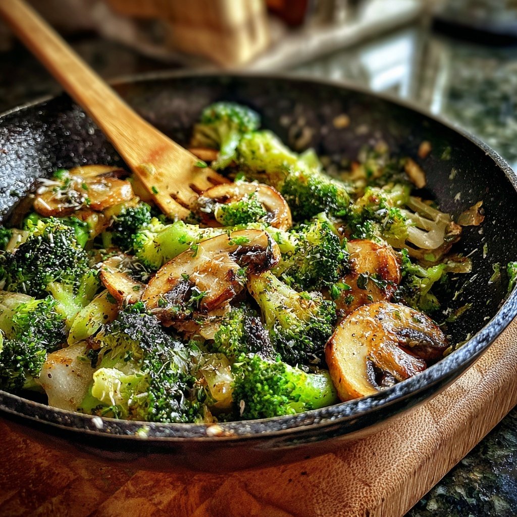 Brokkoli Pfanne Mit Pilzen