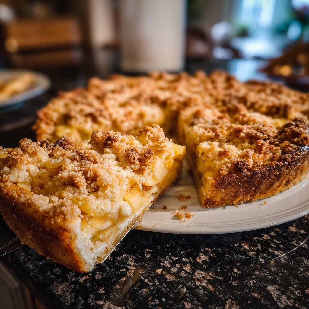 Blechkuchen mit Apfelmus und Streuseln
