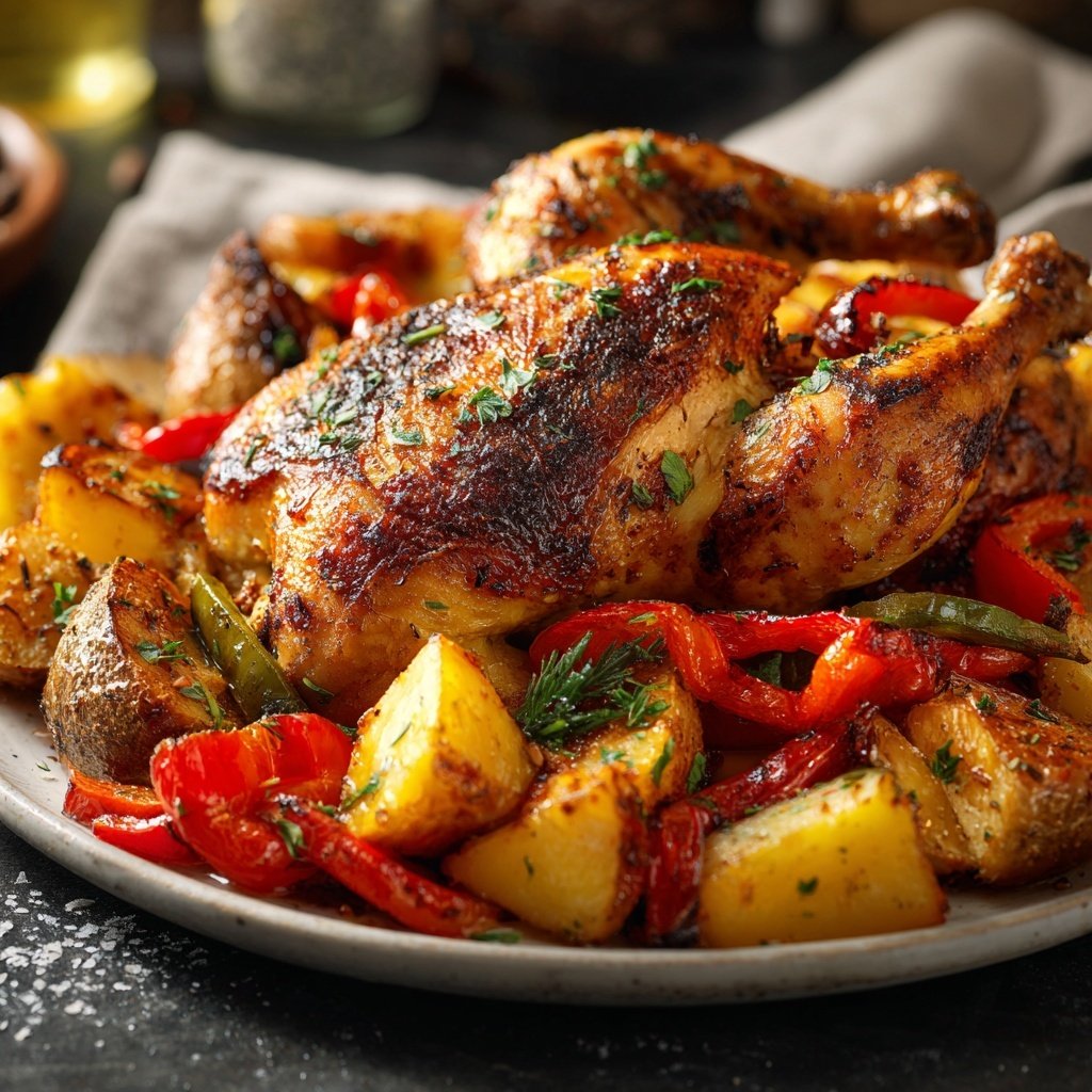 Hähnchen Gemüse Blech Aus Dem Ofen