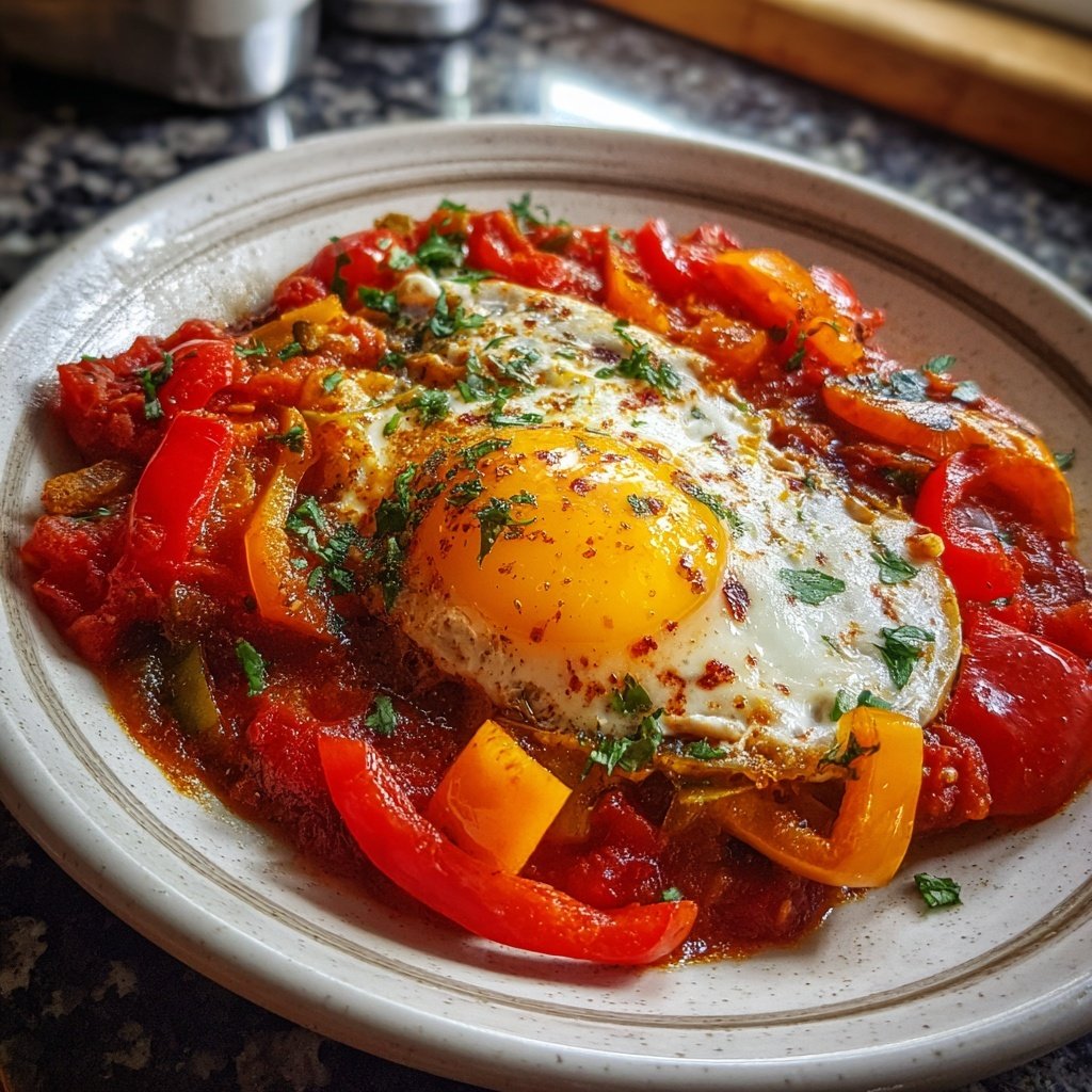 Shakshuka mit Tomaten und Paprika