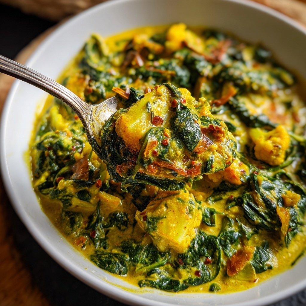 Blumenkohl Curry Mit Spinat