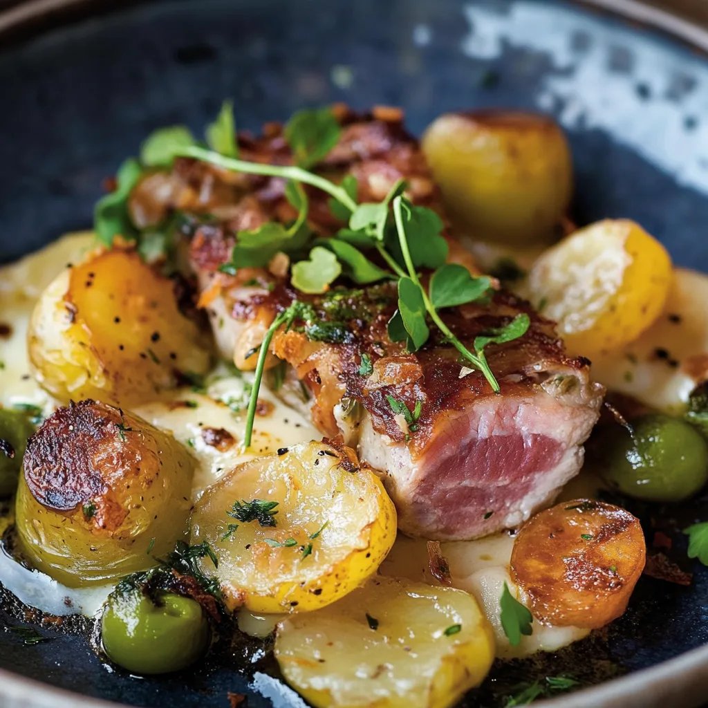 Kartoffel-Rosenkohl-Auflauf mit Speck