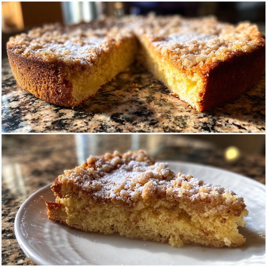 Blechkuchen mit Zitronenstreuseln