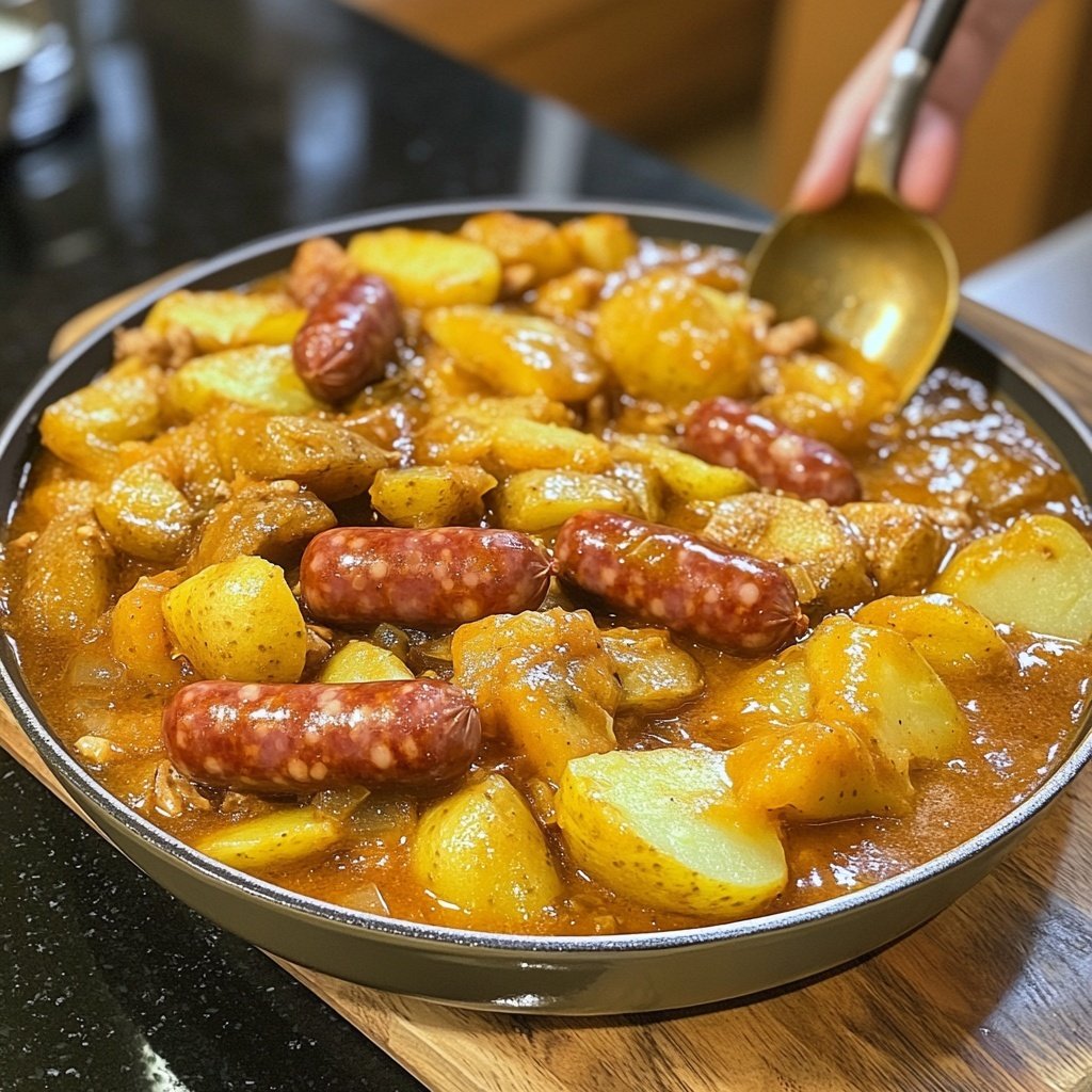Kartoffelgulasch mit Würstchen
