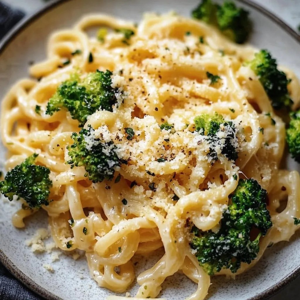 Brokkoli-Nudeln mit Parmesansoße