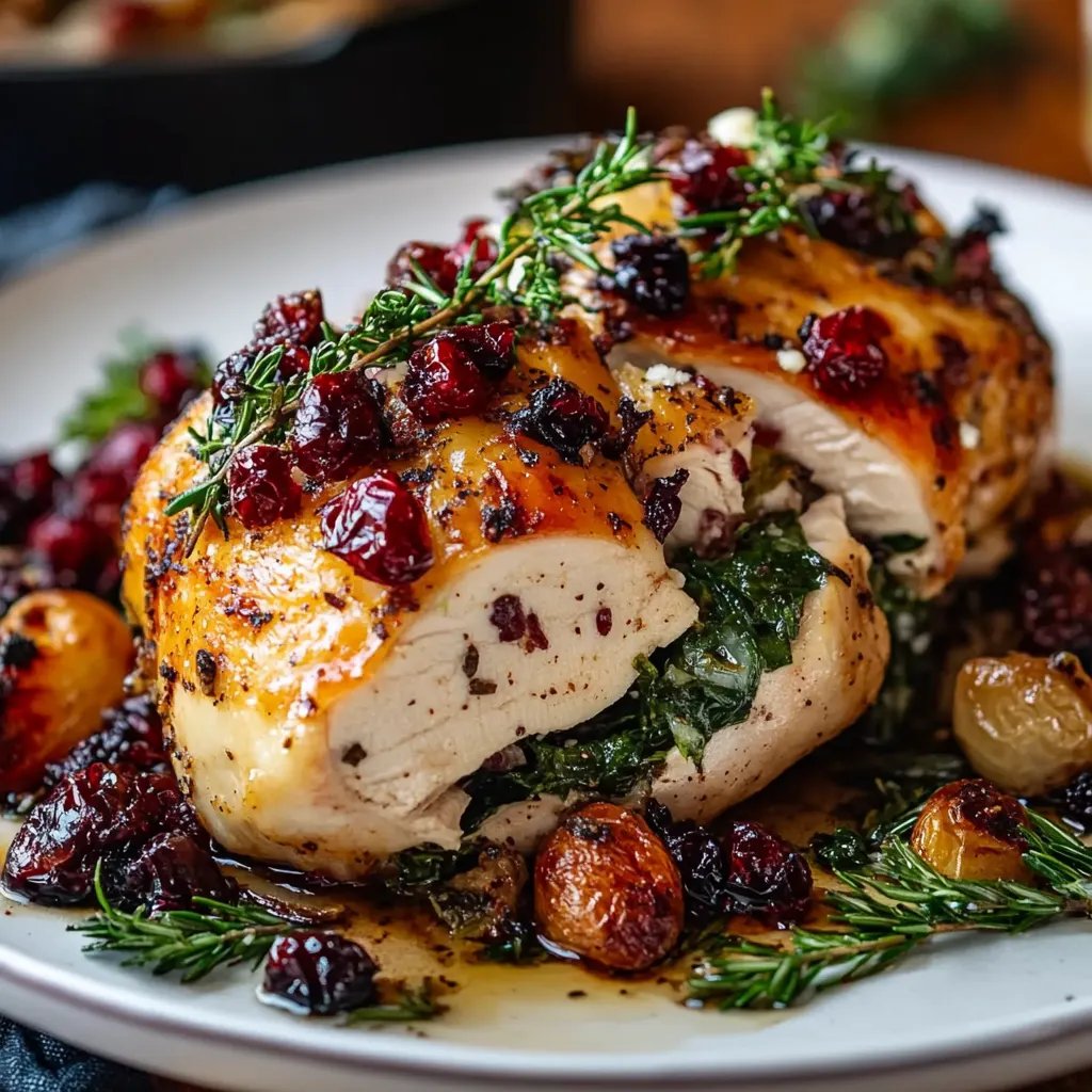 Spinach & Cranberry Stuffed Chicken Breasts