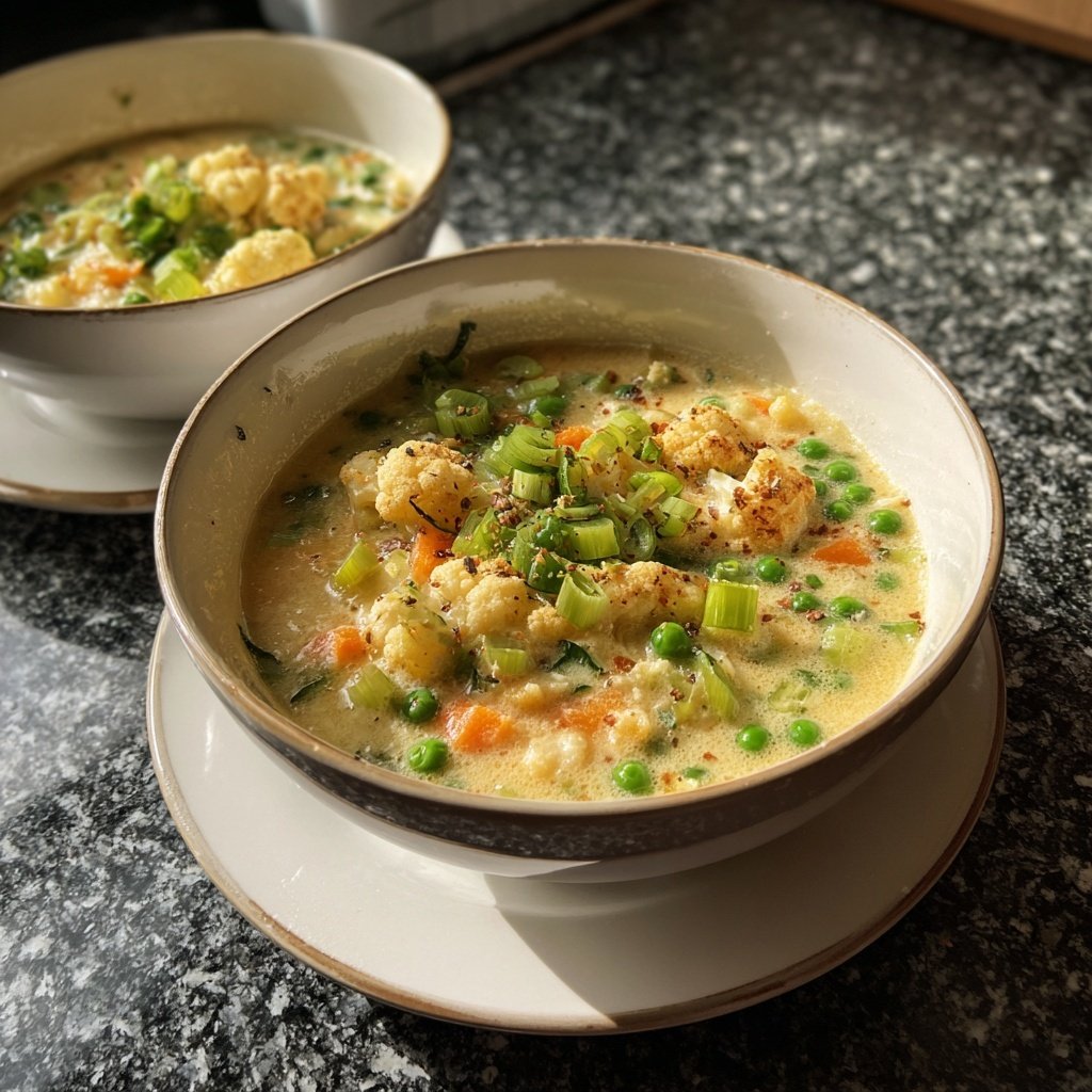 Blumenkohlsuppe mit Lauchzwiebeln